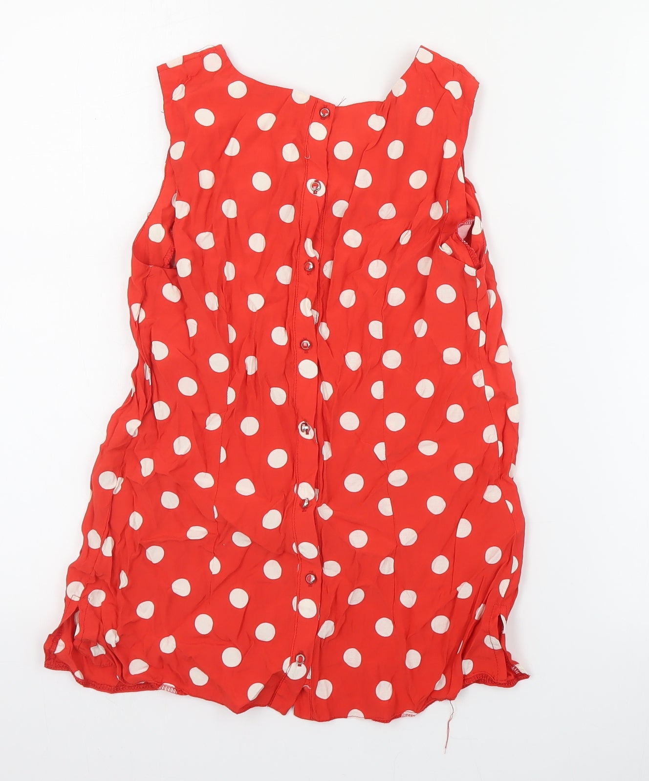 Billie & Blossom Womens Red Polka Dot Viscose Basic Blouse Size 10 Round Neck