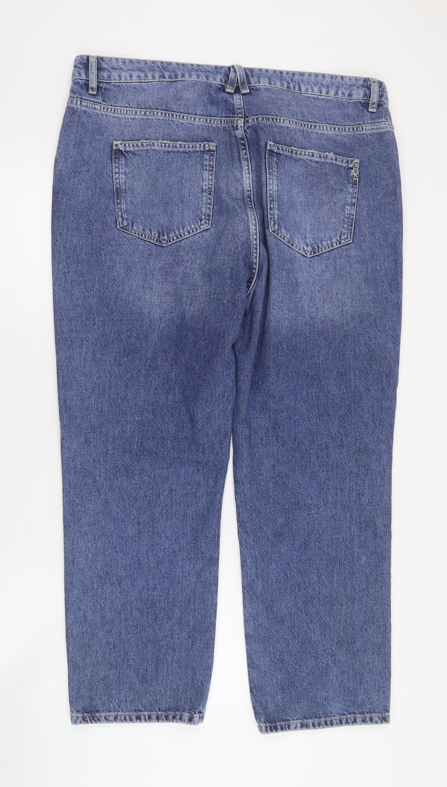 NEXT Womens Blue  Cotton Boyfriend Jeans Size 18 L27 in Regular Button - Short