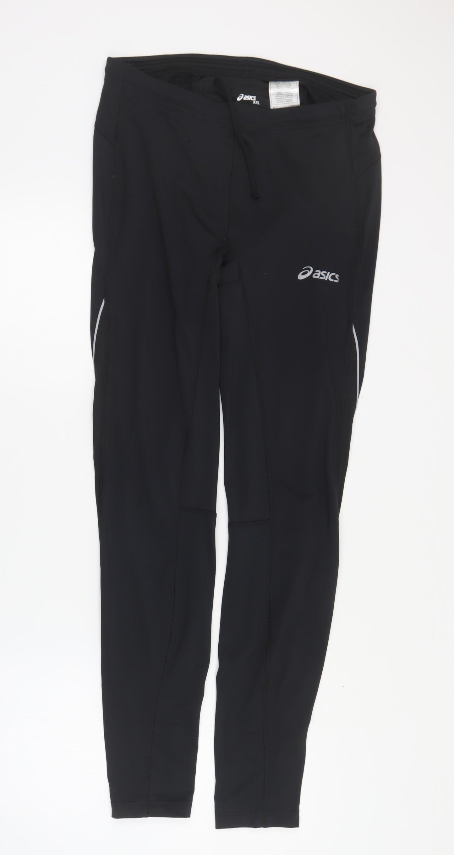 Oasics Womens Black  Polyester Cropped Leggings Size 2XL L30 in Regular Drawstring