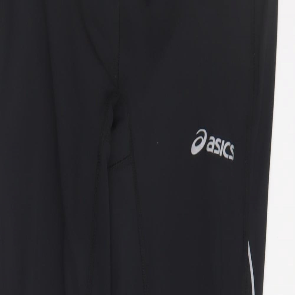 Oasics Womens Black  Polyester Cropped Leggings Size 2XL L30 in Regular Drawstring