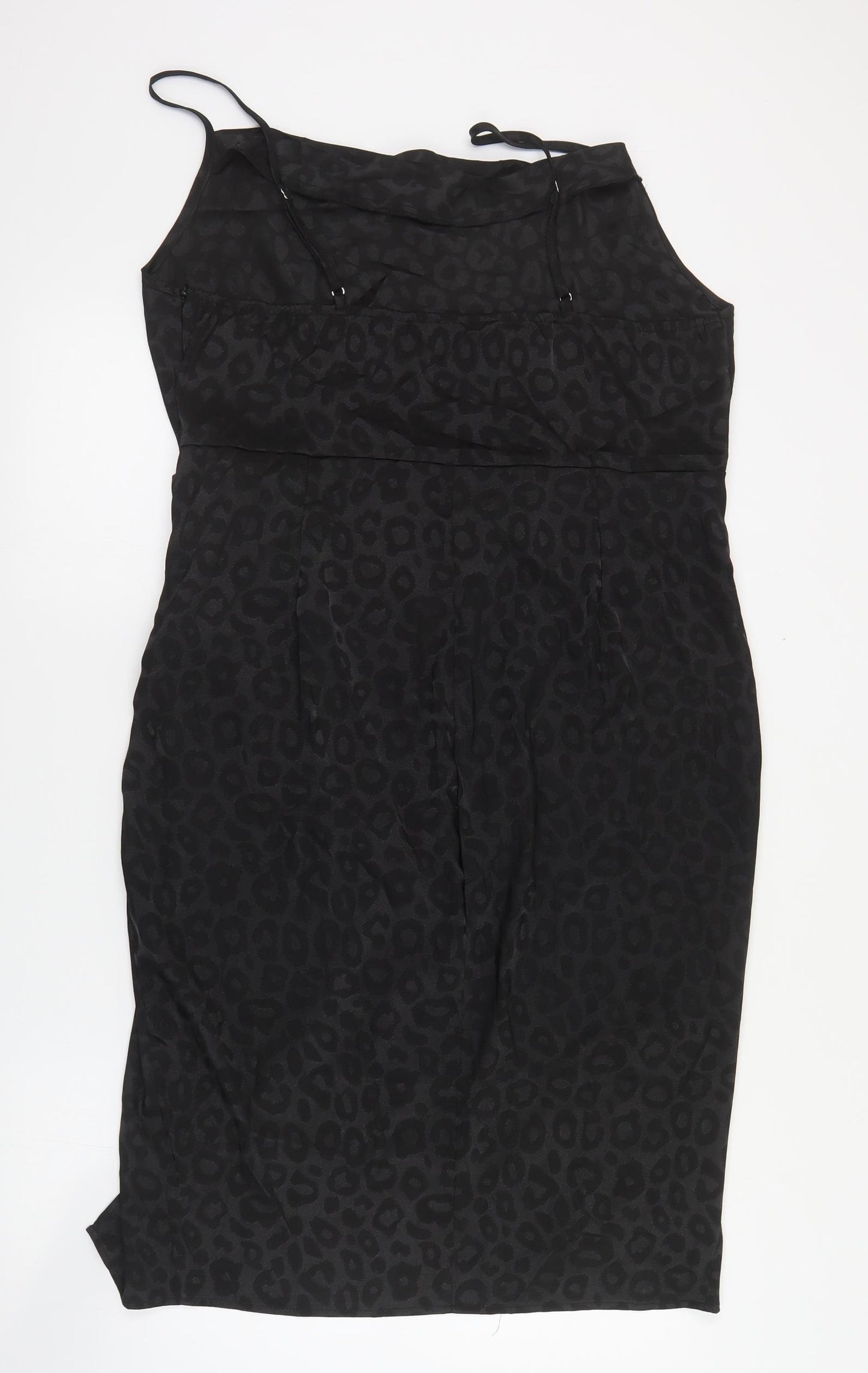 SheIn Womens Black Animal Print Polyester Shift  Size 2XL  Cowl Neck Zip