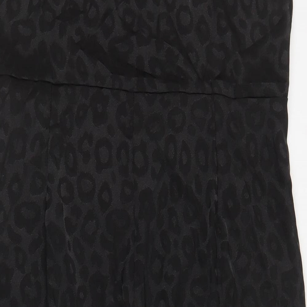 SheIn Womens Black Animal Print Polyester Shift  Size 2XL  Cowl Neck Zip