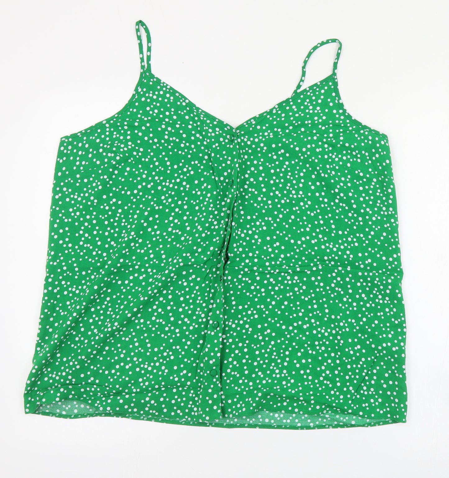 Matalan Womens Green Polka Dot Viscose Camisole Blouse Size 18 V-Neck