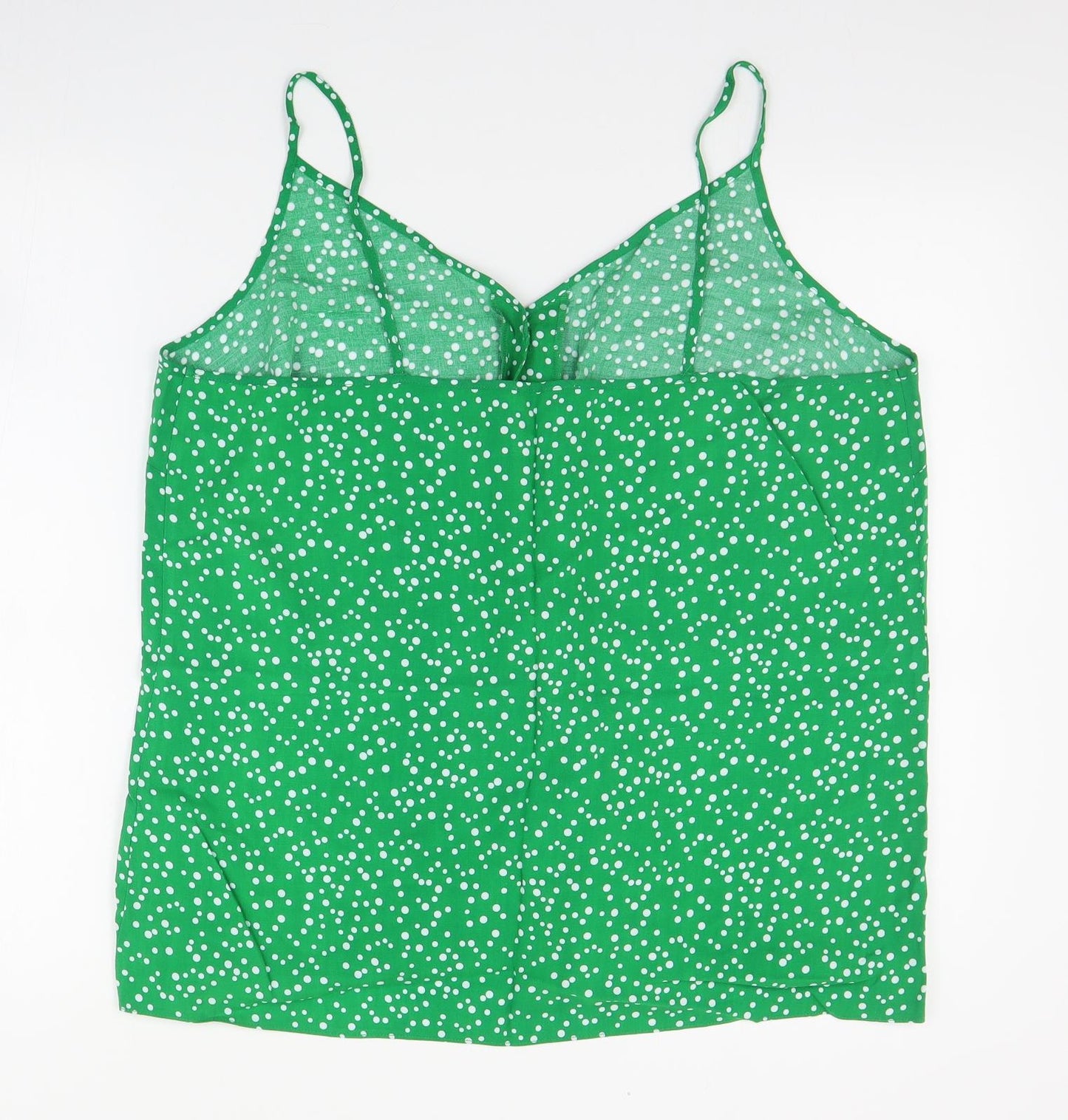 Matalan Womens Green Polka Dot Viscose Camisole Blouse Size 18 V-Neck