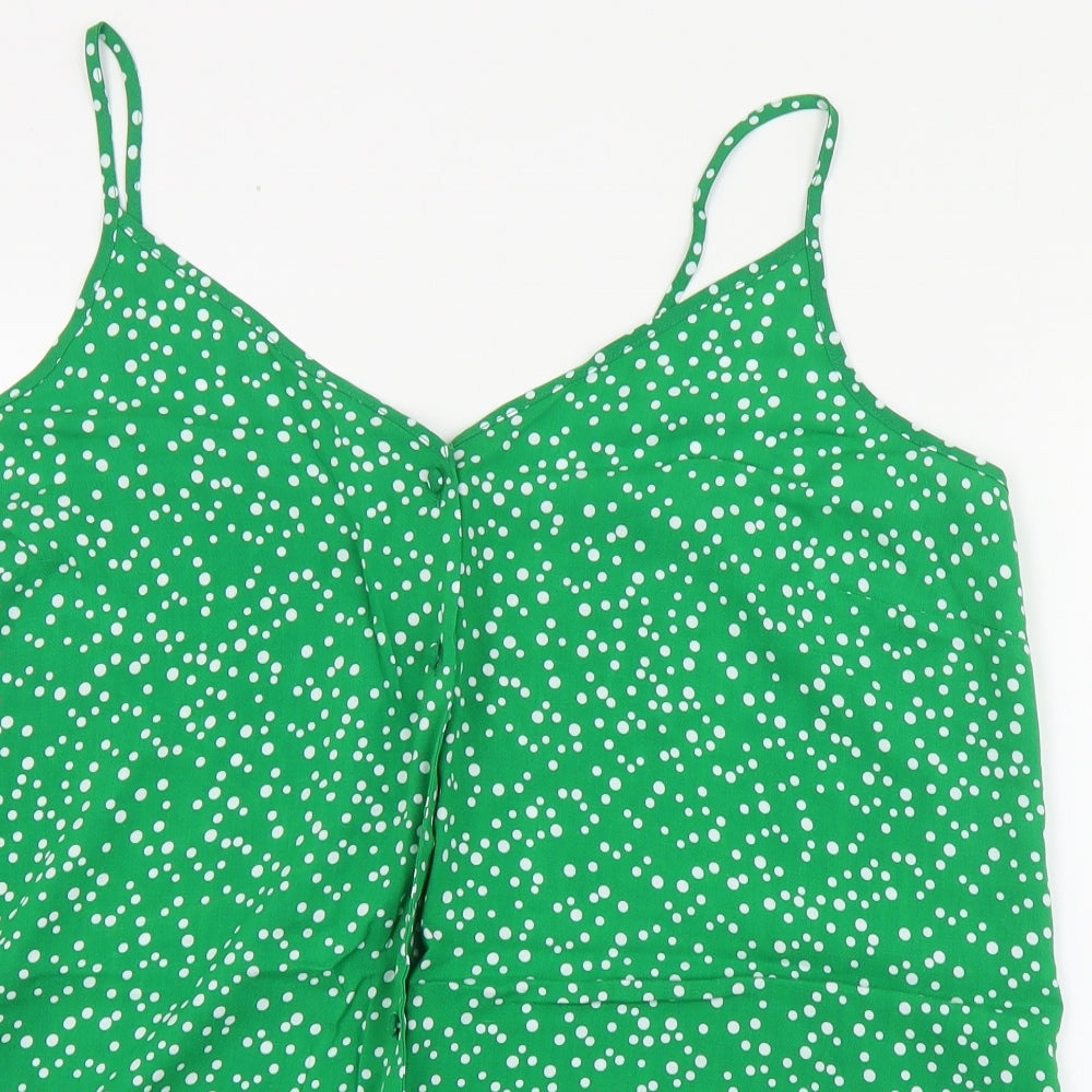 Matalan Womens Green Polka Dot Viscose Camisole Blouse Size 18 V-Neck