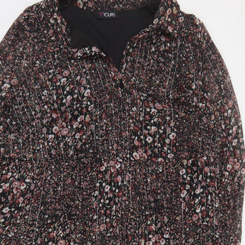 Yours Womens Brown Floral Polyester Shirt Dress  Size 18  Collared Pullover