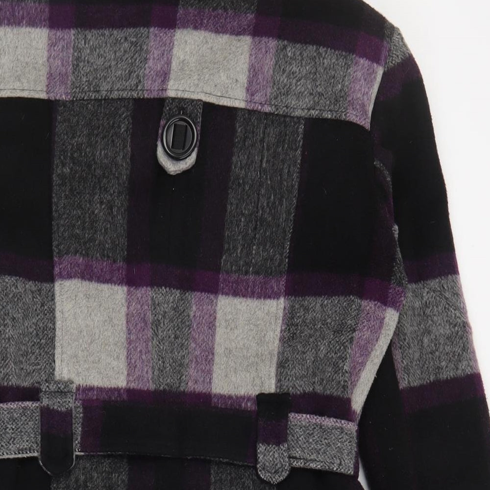 BHS Womens Purple Plaid  Overcoat Coat Size 14  Zip