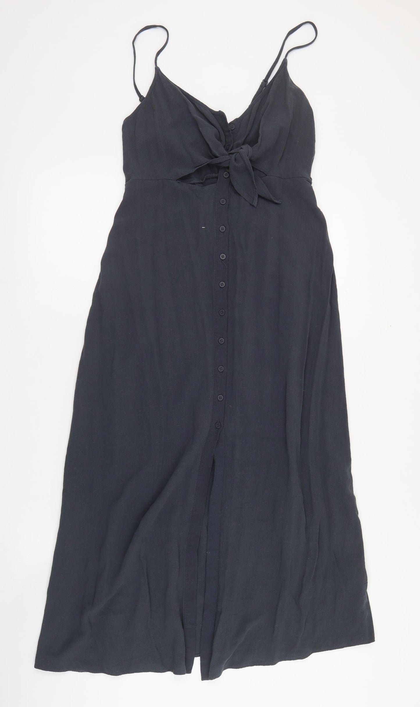 Topshop Womens Grey  Viscose Shift  Size 10  V-Neck Button
