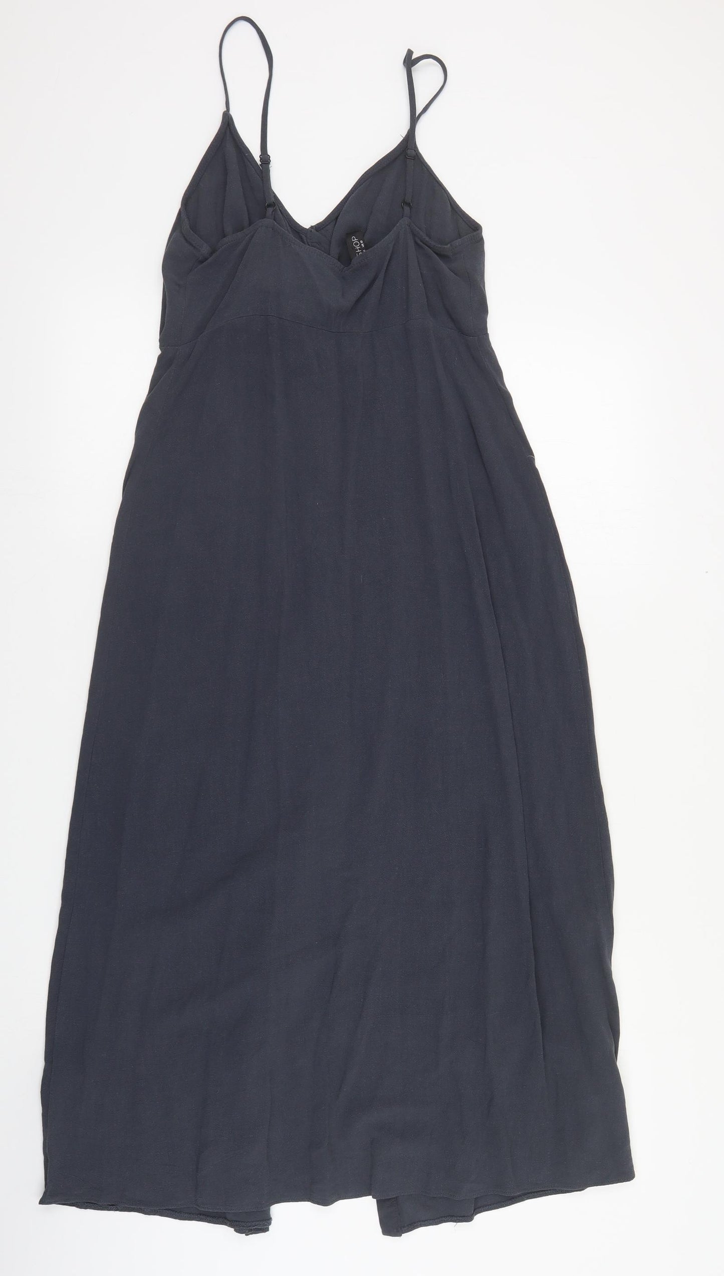 Topshop Womens Grey  Viscose Shift  Size 10  V-Neck Button