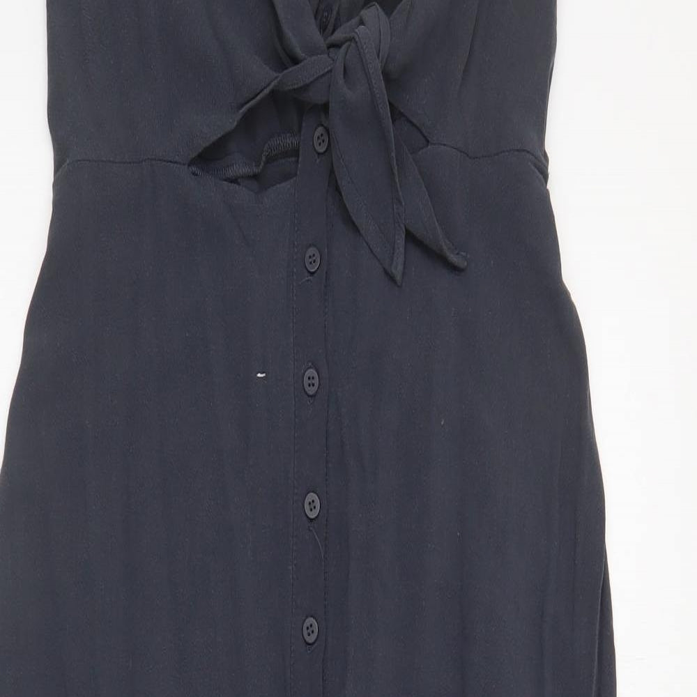 Topshop Womens Grey  Viscose Shift  Size 10  V-Neck Button