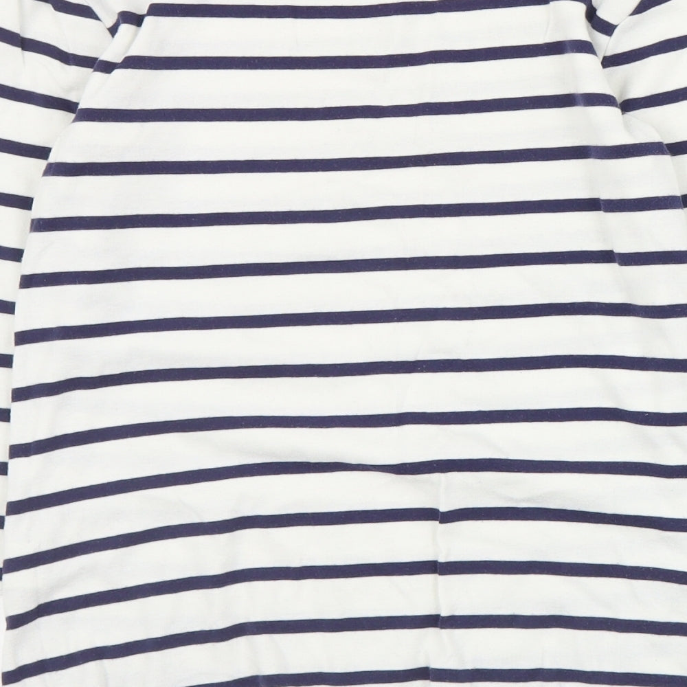 Zara Womens Blue Striped Cotton Basic T-Shirt Size M Boat Neck