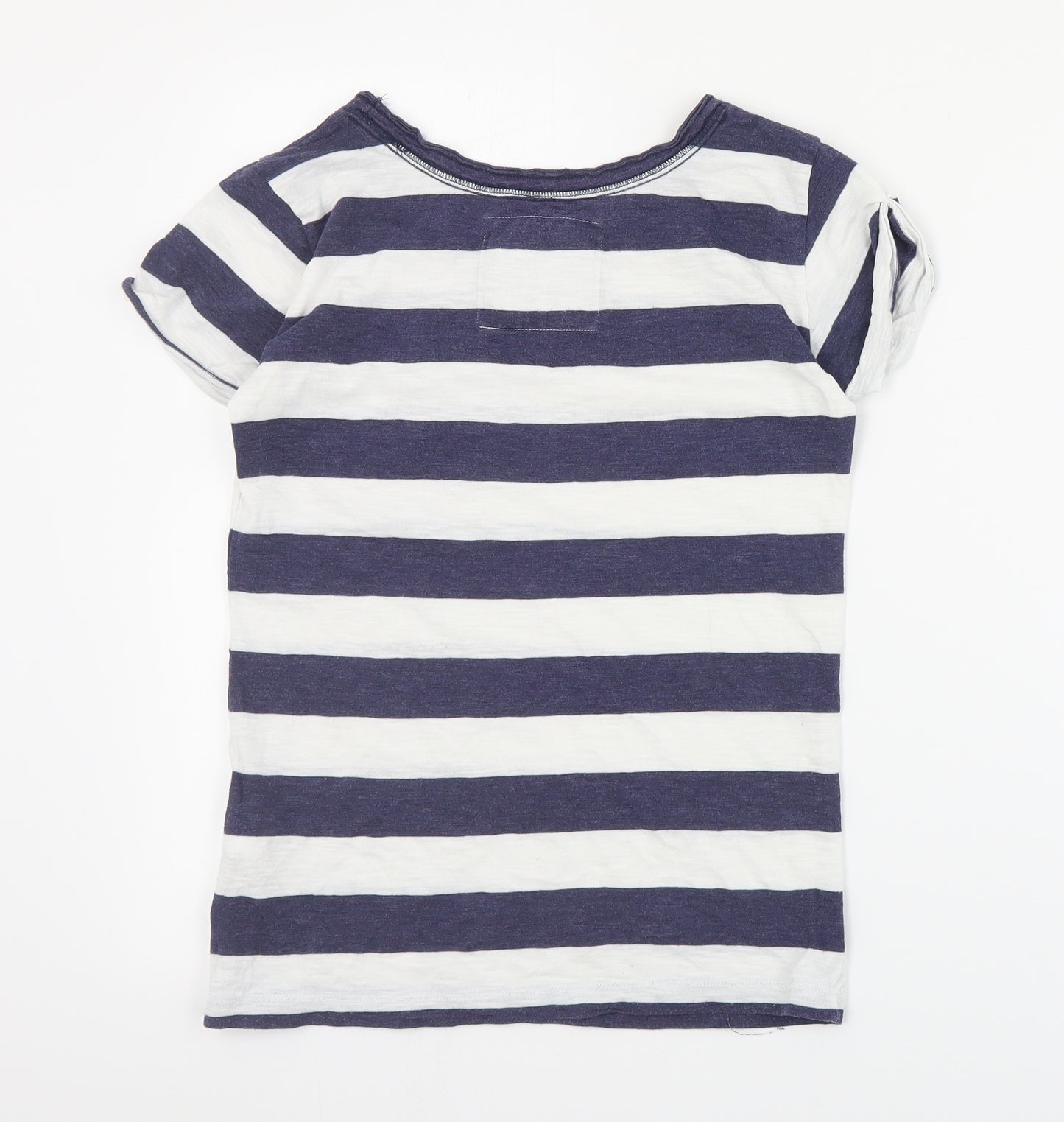 Abercrombie & Fitch Womens Blue Striped Cotton Basic T-Shirt Size XS Round Neck