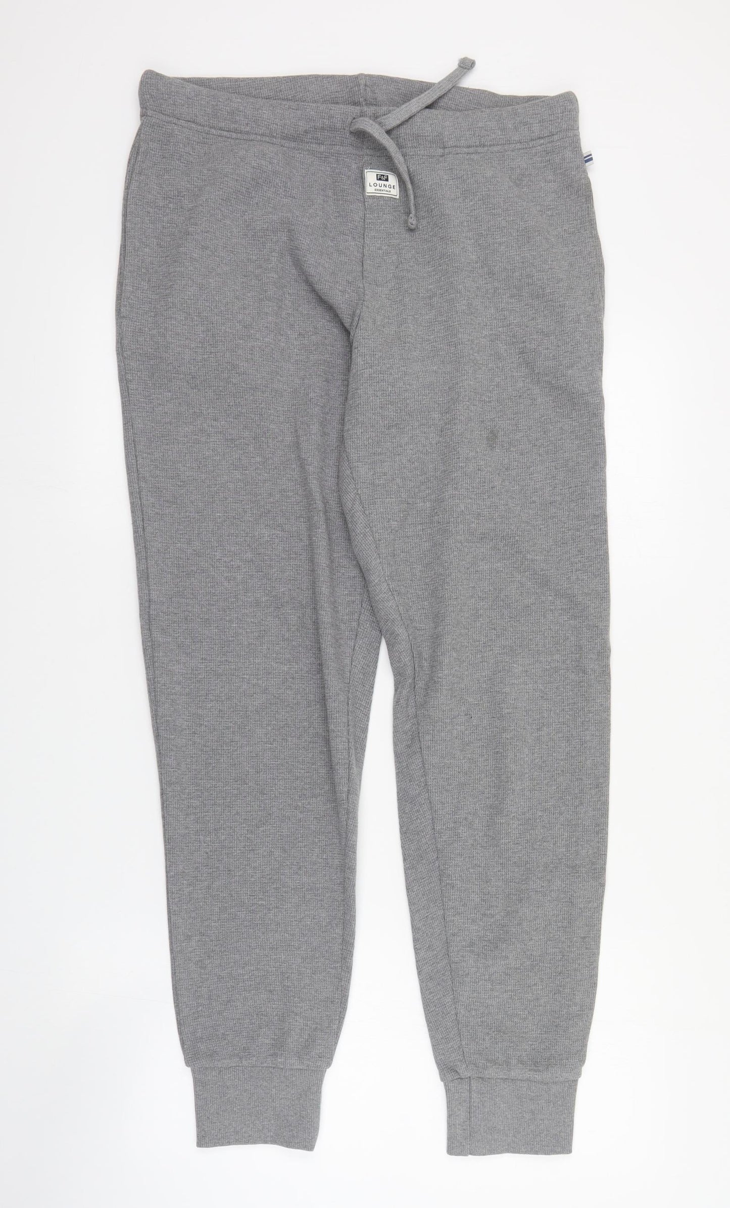 F&F Mens Grey Solid Cotton  Lounge Pants Size M  Drawstring