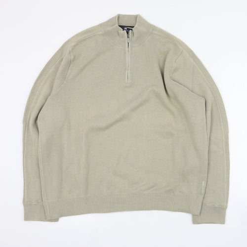 Blue Harbour Mens Beige High Neck  Cotton Pullover Jumper Size XL