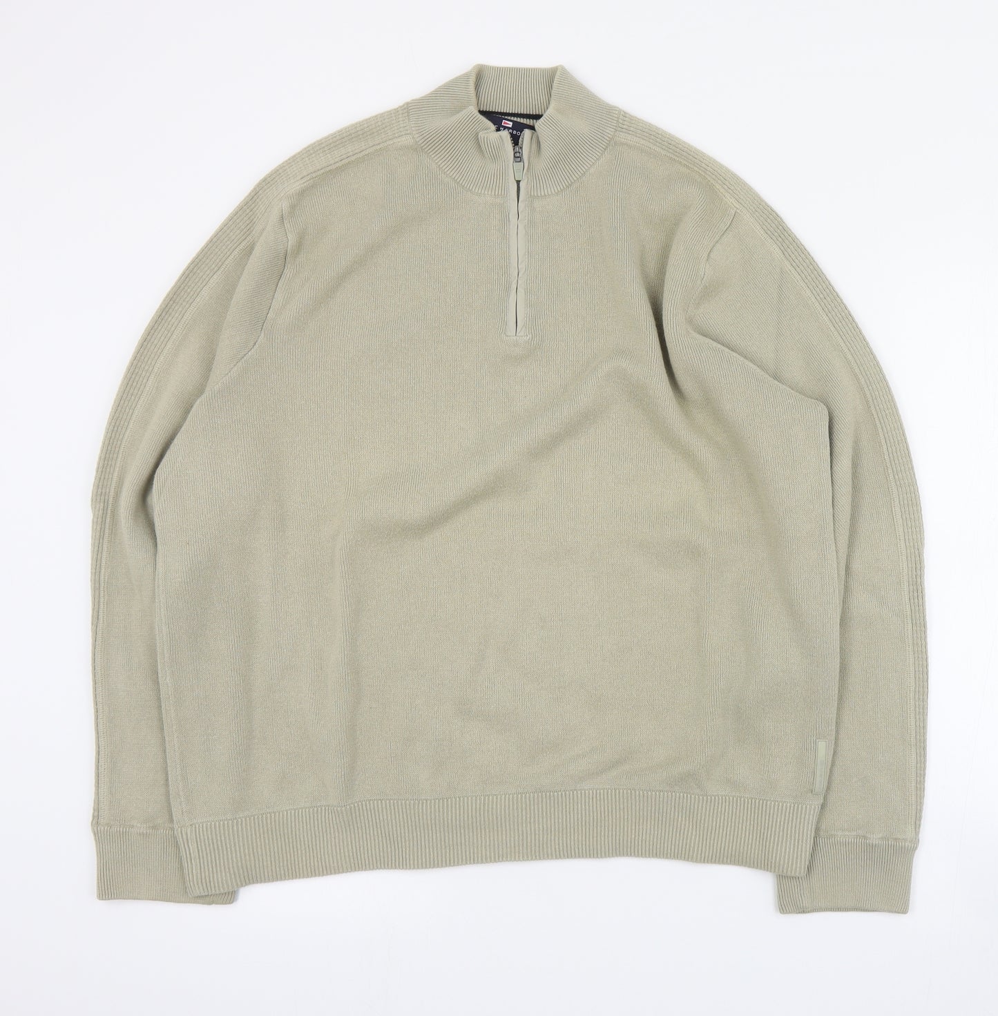 Blue Harbour Mens Beige High Neck  Cotton Pullover Jumper Size XL