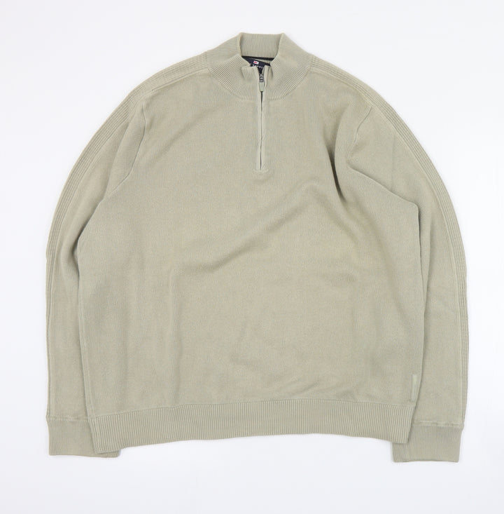 Blue Harbour Mens Beige High Neck  Cotton Pullover Jumper Size XL