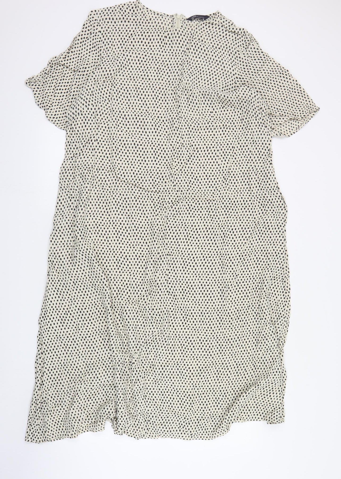 Marks and Spencer Womens Beige Geometric Viscose Shift  Size 18  Round Neck Zip