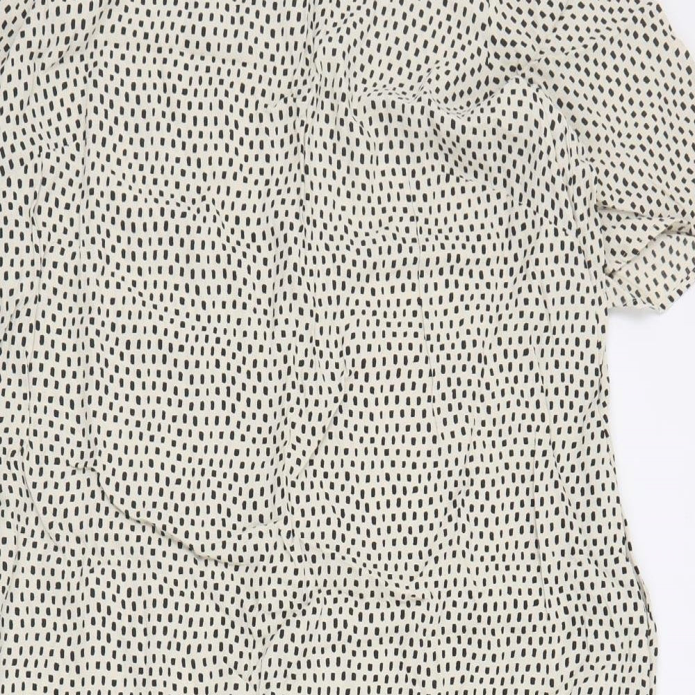 Marks and Spencer Womens Beige Geometric Viscose Shift  Size 18  Round Neck Zip