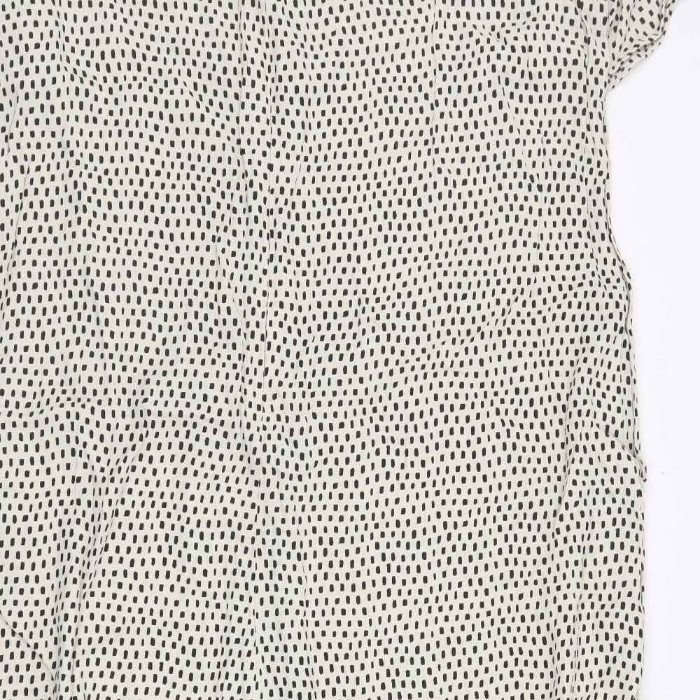 Marks and Spencer Womens Beige Geometric Viscose Shift  Size 18  Round Neck Zip