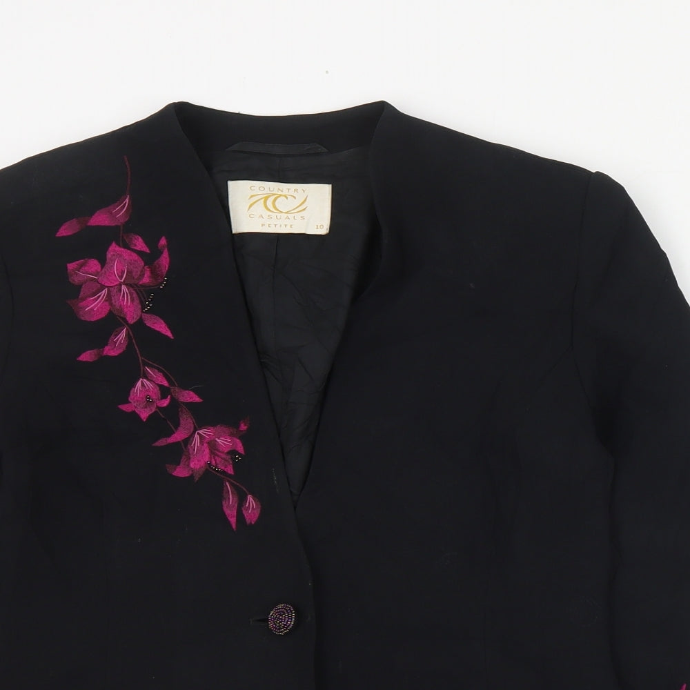 Country Casuals Womens Black   Jacket Blazer Size 10  Button