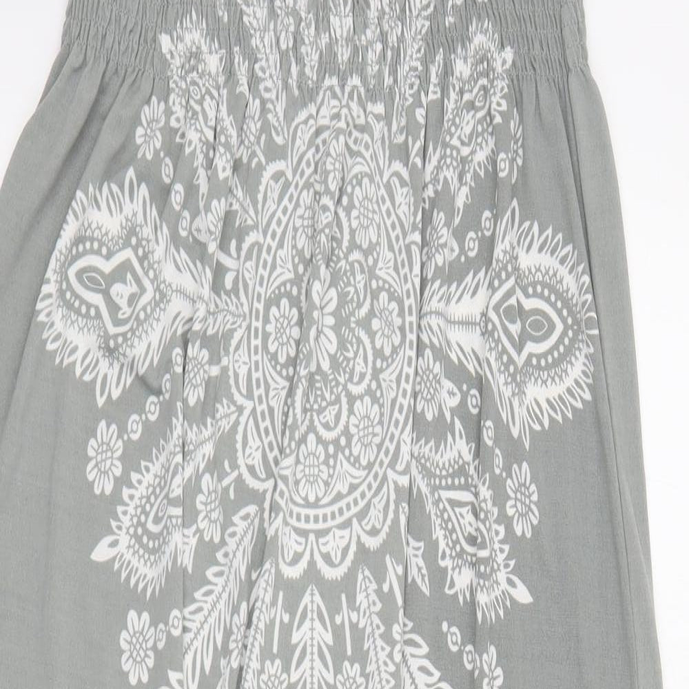 Purple Womens Grey Geometric Polyester Tank Dress  Size M  V-Neck Pullover