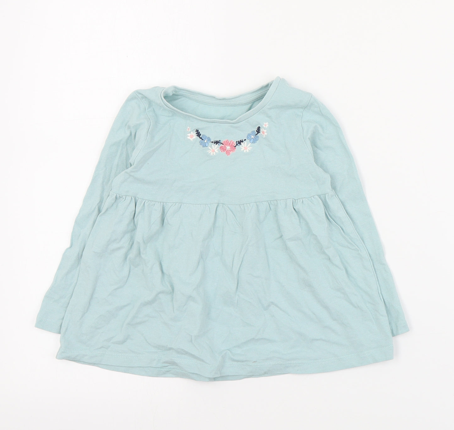 Matalan Girls Blue  Cotton Pullover T-Shirt Size 3-4 Years Round Neck Pullover