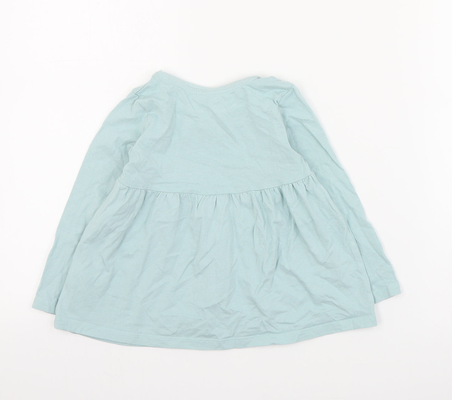 Matalan Girls Blue  Cotton Pullover T-Shirt Size 3-4 Years Round Neck Pullover