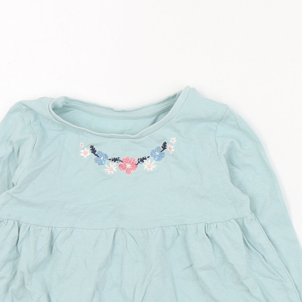 Matalan Girls Blue  Cotton Pullover T-Shirt Size 3-4 Years Round Neck Pullover