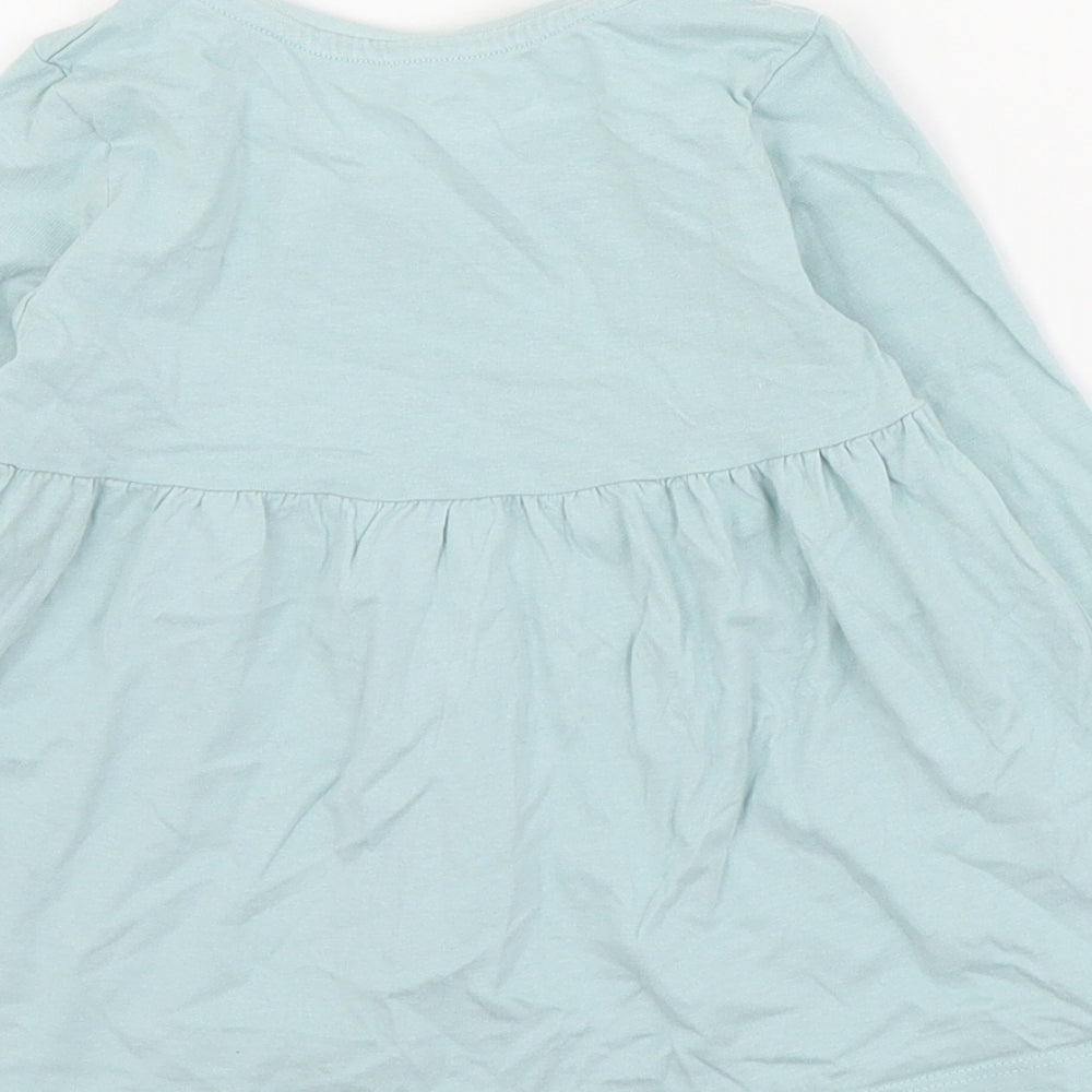 Matalan Girls Blue  Cotton Pullover T-Shirt Size 3-4 Years Round Neck Pullover