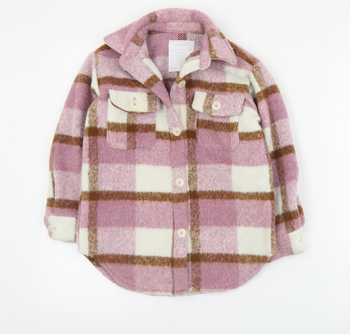 Matalan Girls Pink Plaid  Jacket Coat Size 8 Years  Button