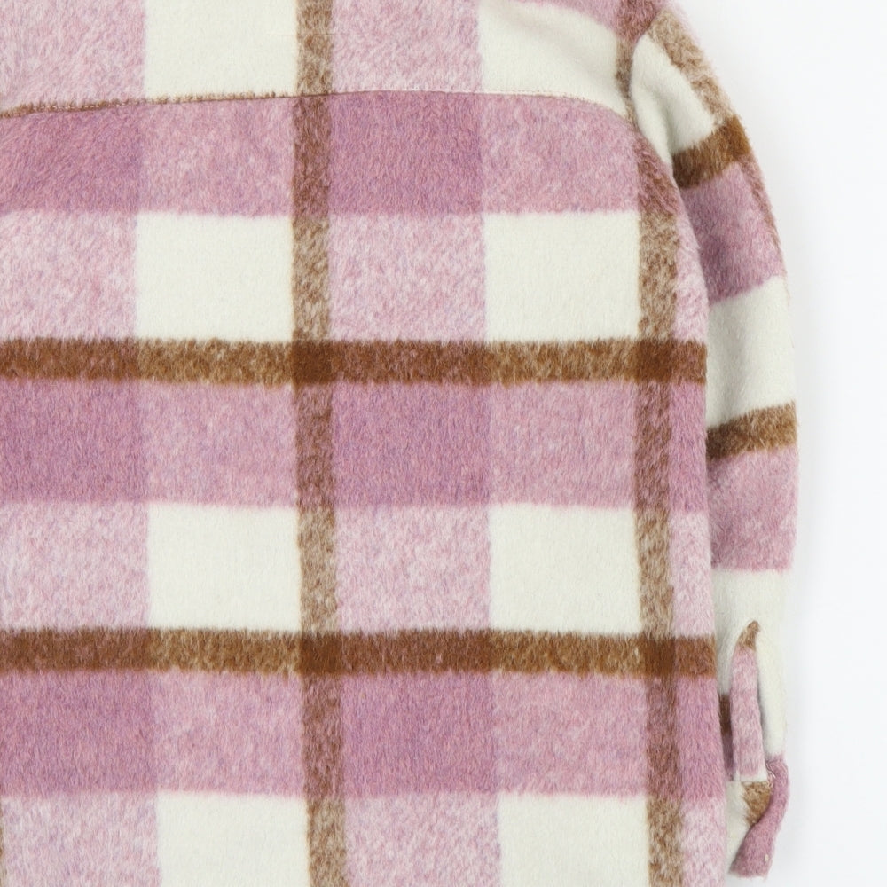 Matalan Girls Pink Plaid  Jacket Coat Size 8 Years  Button