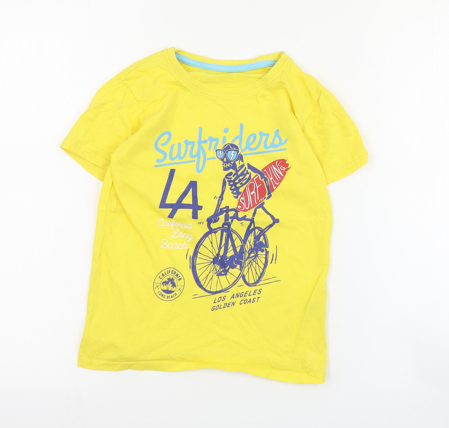 Dunnes Boys Yellow  Cotton Pullover T-Shirt Size 7 Years Crew Neck Pullover