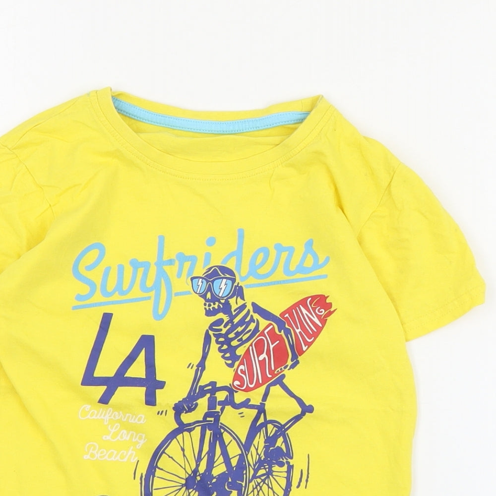 Dunnes Boys Yellow  Cotton Pullover T-Shirt Size 7 Years Crew Neck Pullover