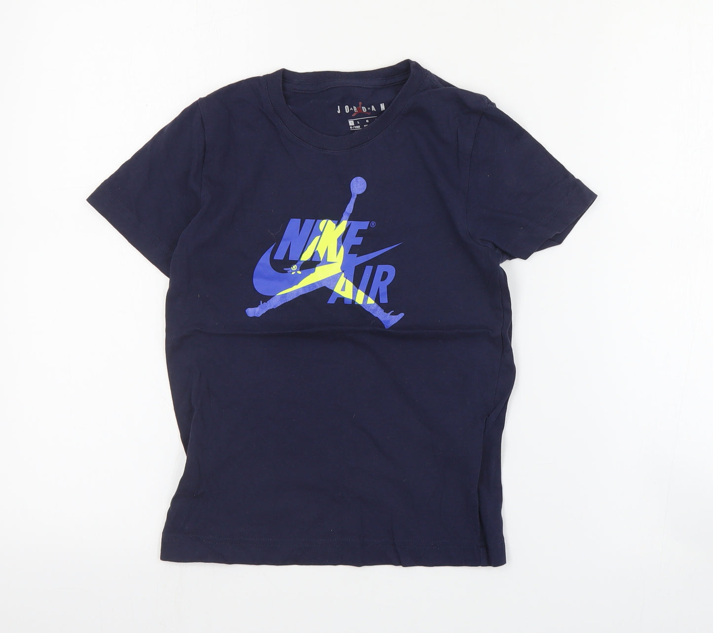 Nike Boys Blue  Cotton Pullover T-Shirt Size 6-7 Years Crew Neck Pullover