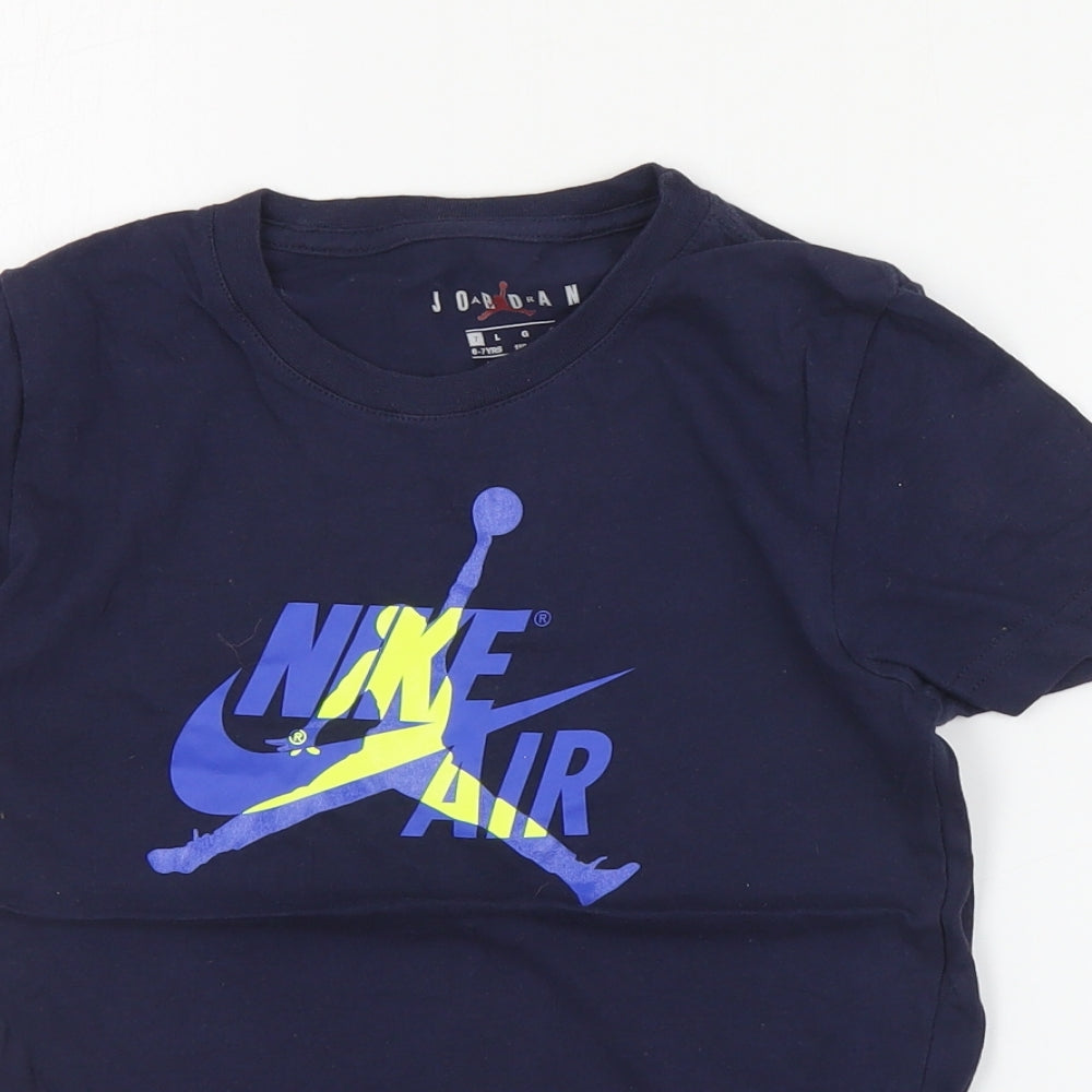 Nike Boys Blue  Cotton Pullover T-Shirt Size 6-7 Years Crew Neck Pullover