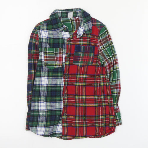TU Boys Red Plaid Cotton Basic Button-Up Size 6 Years Collared Button