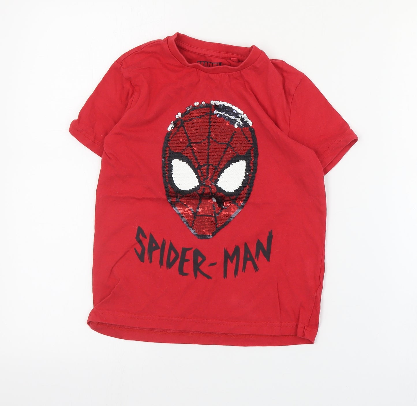NEXT Boys Red  Cotton Pullover T-Shirt Size 7 Years Crew Neck Pullover - Spiderman