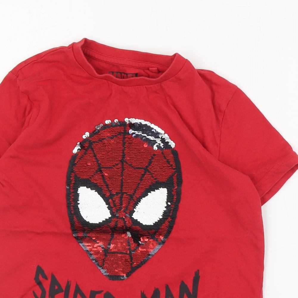 NEXT Boys Red  Cotton Pullover T-Shirt Size 7 Years Crew Neck Pullover - Spiderman