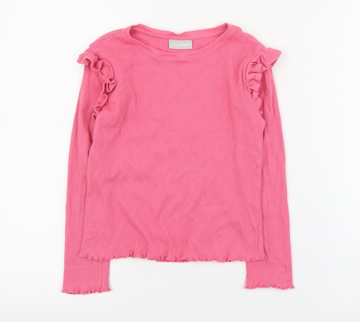 Matalan Girls Pink  Cotton Pullover T-Shirt Size 9 Years Round Neck Pullover