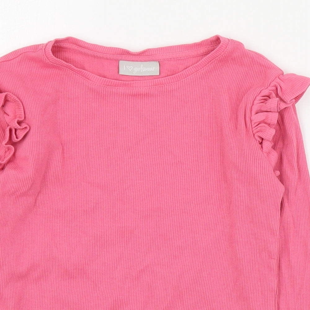 Matalan Girls Pink  Cotton Pullover T-Shirt Size 9 Years Round Neck Pullover