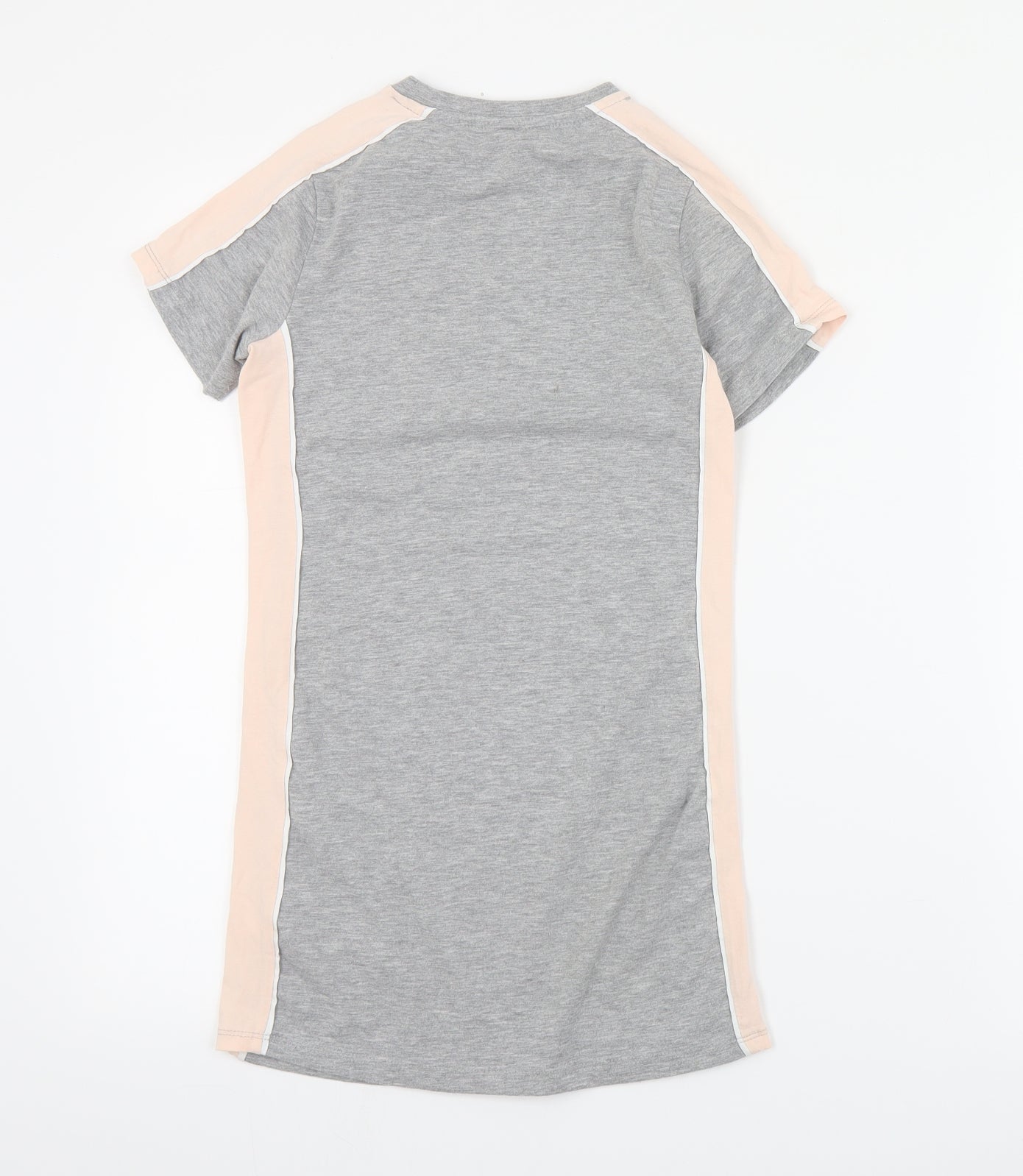Primark Girls Grey Colourblock Polyester T-Shirt Dress  Size 9-10 Years  Crew Neck Pullover