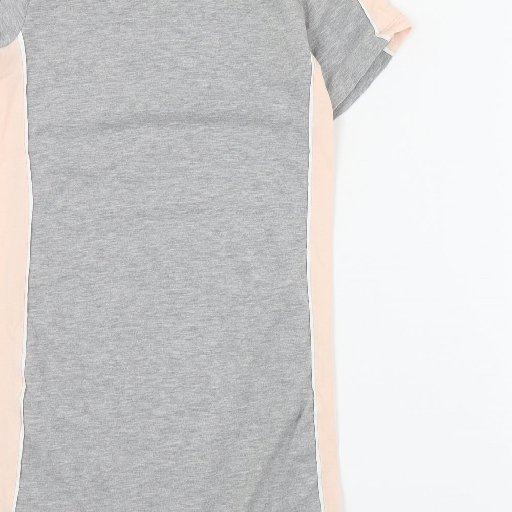 Primark Girls Grey Colourblock Polyester T-Shirt Dress  Size 9-10 Years  Crew Neck Pullover