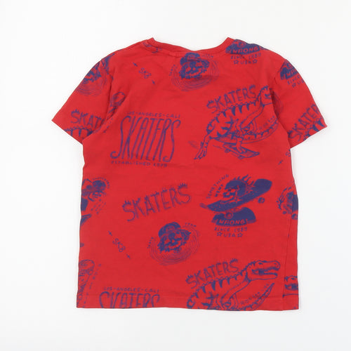NEXT Boys Red Geometric Cotton Pullover T-Shirt Size 5 Years Crew Neck Pullover - Skull