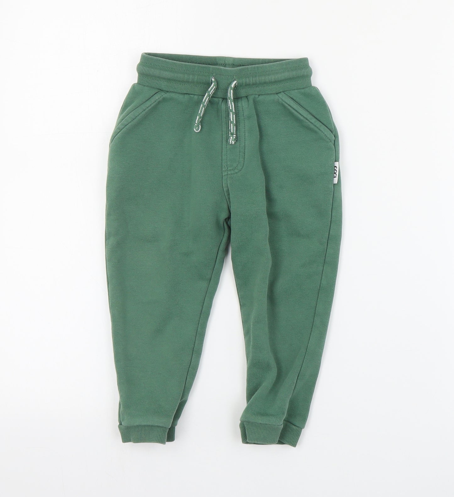 George Boys Green  Cotton Jogger Trousers Size 2-3 Years  Regular Drawstring