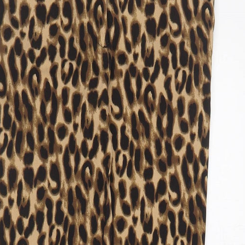 Mango Womens Brown Animal Print Viscose Carrot Trousers Size 8 L28 in Regular Zip