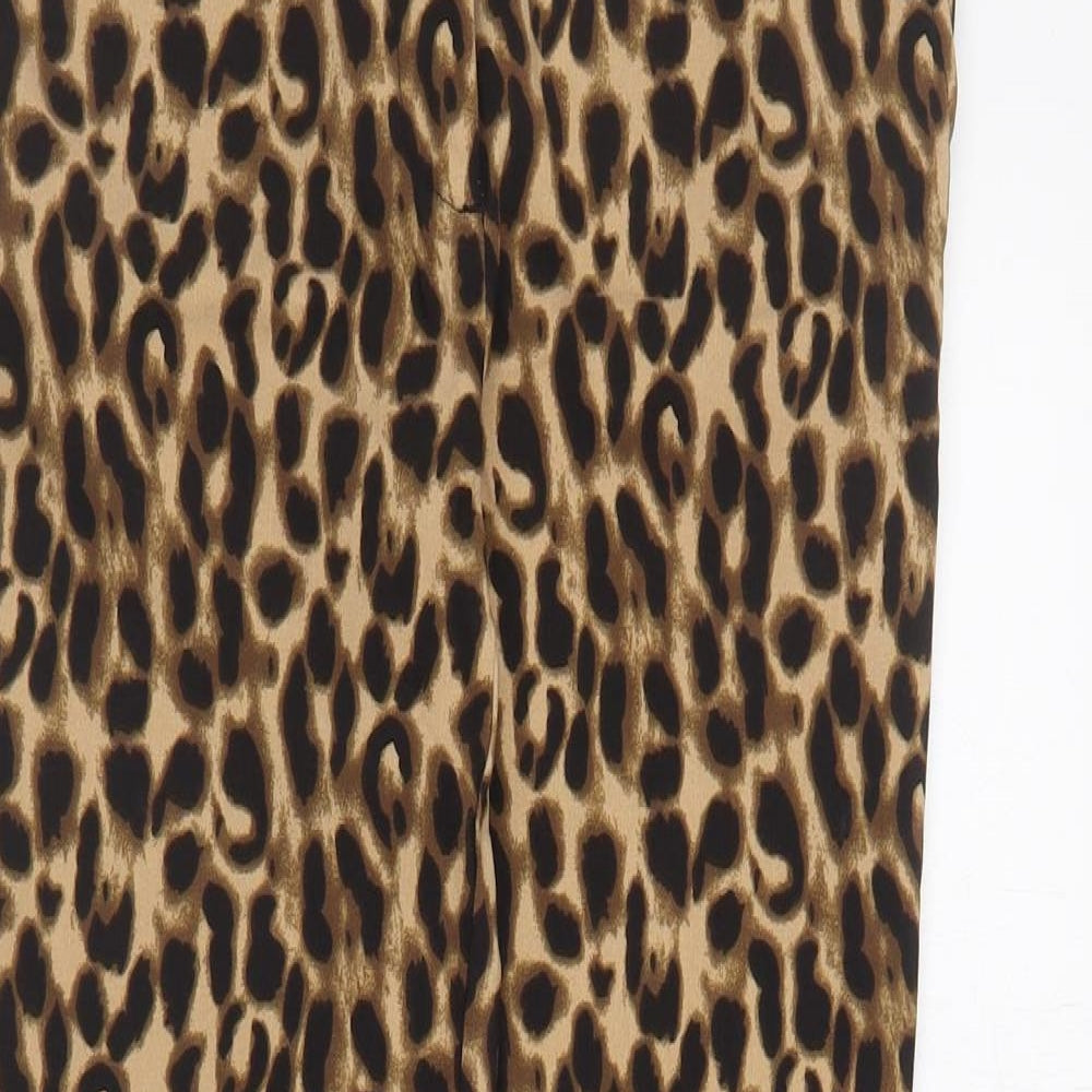 Mango Womens Brown Animal Print Viscose Carrot Trousers Size 8 L28 in Regular Zip