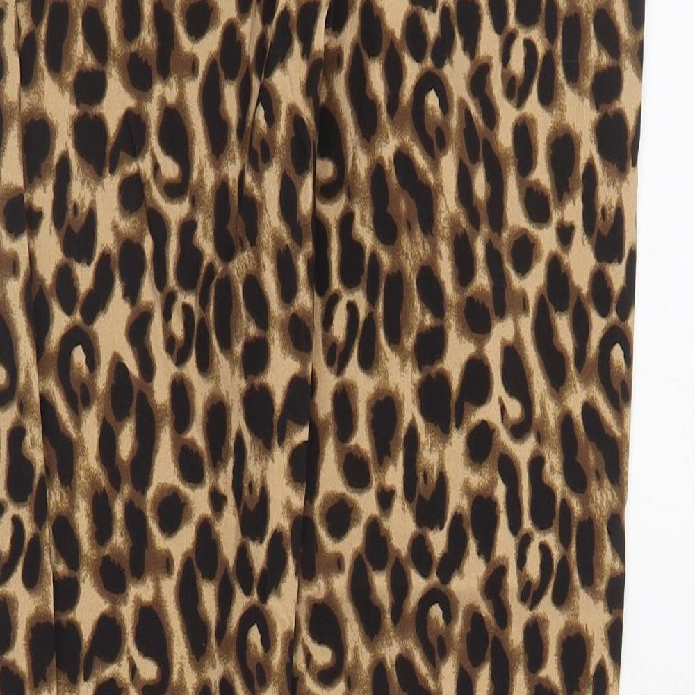 Mango Womens Brown Animal Print Viscose Carrot Trousers Size 8 L28 in Regular Zip