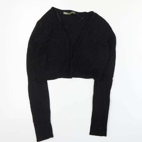 Sfera Womens Black V-Neck  Viscose Shrug Jumper Size M