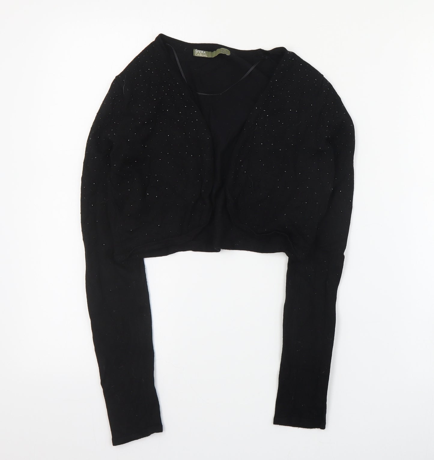 Sfera Womens Black V-Neck  Viscose Shrug Jumper Size M