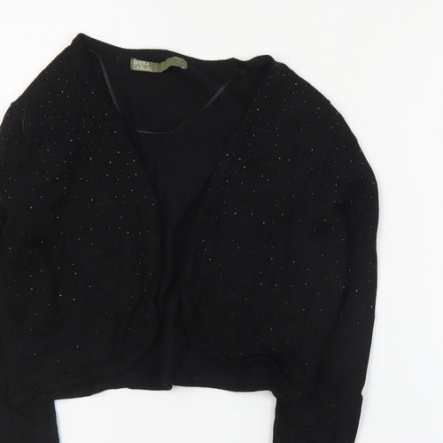 Sfera Womens Black V-Neck  Viscose Shrug Jumper Size M